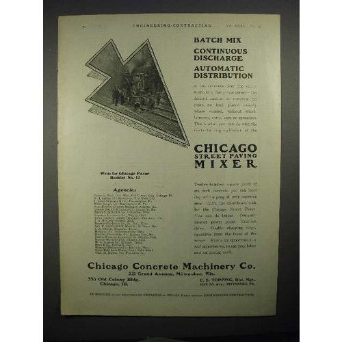 1911 Chicago Street Paving Mixer Ad - Batch Mix