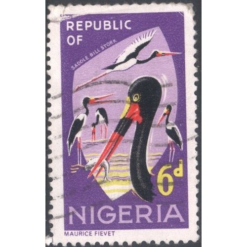 Nigeria 1965 - SG178 - 6d multi - Saddle-bill Stork - used