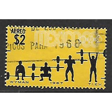MEXICO 1967 OLYMPIC GAMES 2p WEIGHT LIFTING LEMON & BLACK SG1148 FINE USED#2