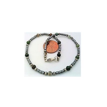 Hematite Fancy Jasper Beaded Gemstone Anklet Bracelet 5