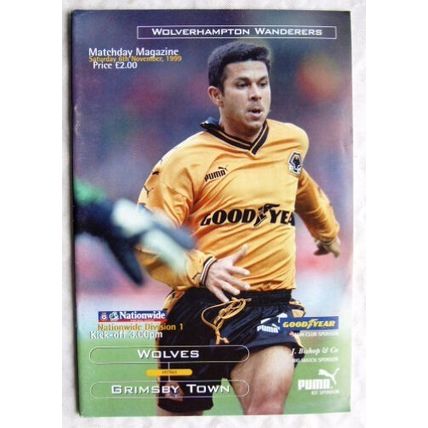 1999 programme Wolverhampton Wanderers v. Grimsby Town