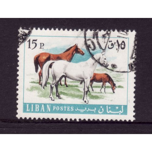 LEBANON 1967 ANIMALS AND FISHES 15p HORSES SG 997 FINE USED