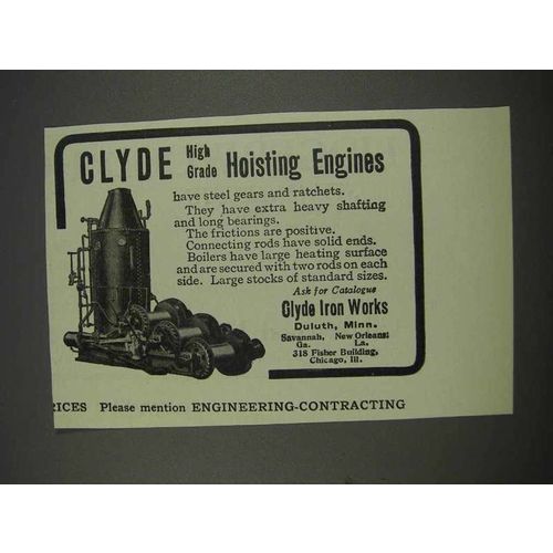 1911 Clyde Iron Works Ad - High Grade Hoisting Engines