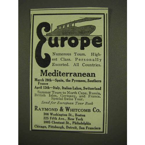 1912 Raymond & Whitcomb Cruise Ad - Europe
