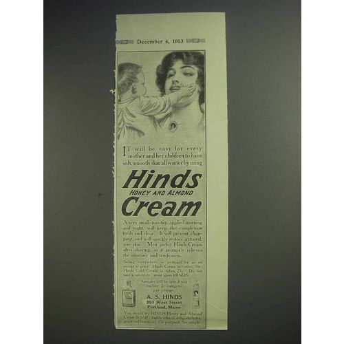 1913 Hinds Cream Ad - Soft, Smooth Skin
