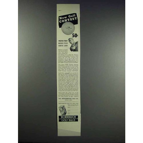1937 Worthington Golf Balls Ad - New Contest