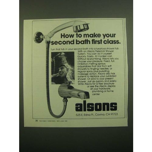 1980 Alsons Personal Shower System Ad - Make Your Second Bath First Class