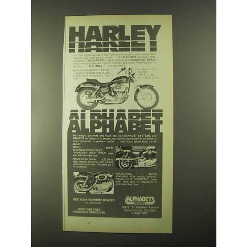 1980 Alphabet Headers Ad - Harley