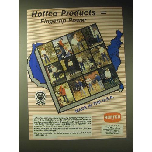 1989 Hoffco Outdoor Power Products Ad - Hoffco products = Fingertip power