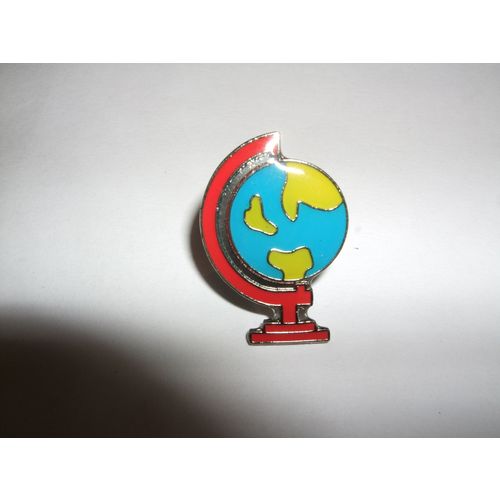 Enamel Blue Yellow and Red World Globe Badge