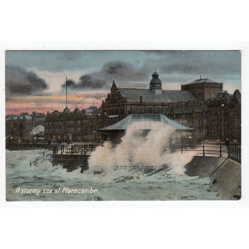 A Stormy Sea at Morecambe Postcard Lancashire