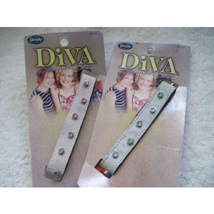 2 Goody Diva Summer Suede Pink Blue Rhinestone Jewel Gem Hair Wraps Head Bands