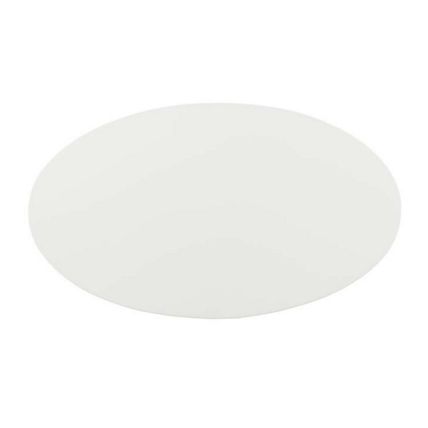 48" White Oval Lacquered Wood Top Pedestal Stem Dining Table Gold Metal Base