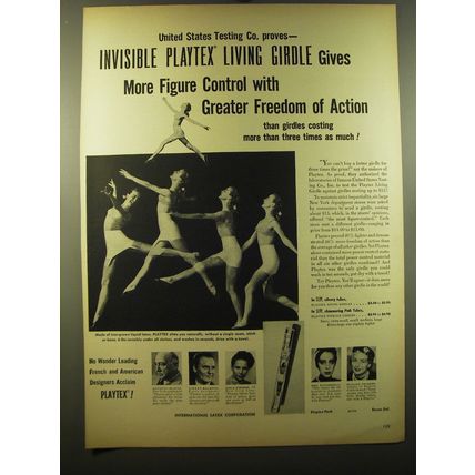 1950 Playtex Girdles Ad - Anthony Blotta, Pierre Balmain, Adele Simpson