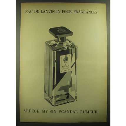 1947 Lanvin Arpege Perfume Ad - Eau de Lanvin in four fragrances