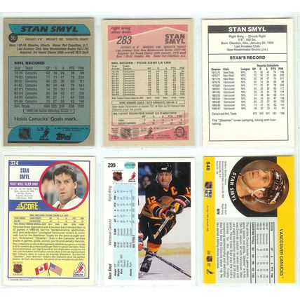 Stan Smyl 6x card lot Vancouver Canucks
