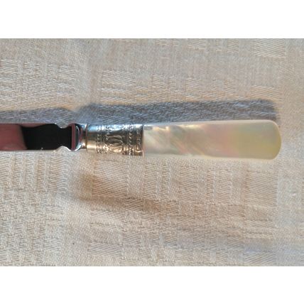 Vintage / Classic, 18cm Letter Opener - Mother of Pearl Handle + Silver Ferrule