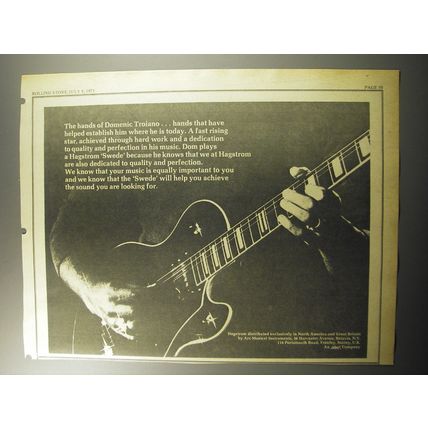 1973 Hagstrom Swede guitar Advertisement - The hands of Domenic
