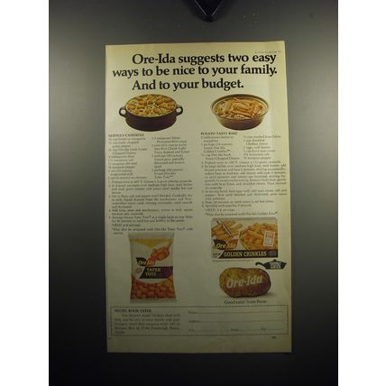 1973 Ore-Ida Tator Tots and Golden Crinkles Advertisement - Recipes