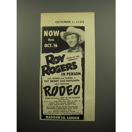 1955 Madison Sq. Garden Roy Rogers Rodeo Advertisement