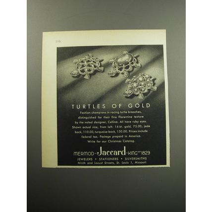 1957 Mermod Jaccard King Jewelry Advertisement - Turtles of gold