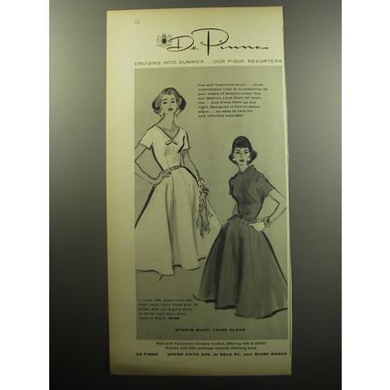 1957 De Pinna Townfield Dresses Advertisement - Our Pique Resorters