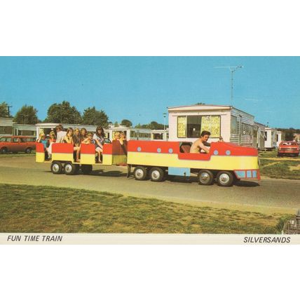 Silversands Fun Time Train 1970s Norfolk Caravan Site Postcard