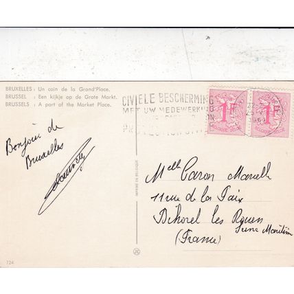 Bruxelles Grand Place Belgium Postcard posted 1968 crease