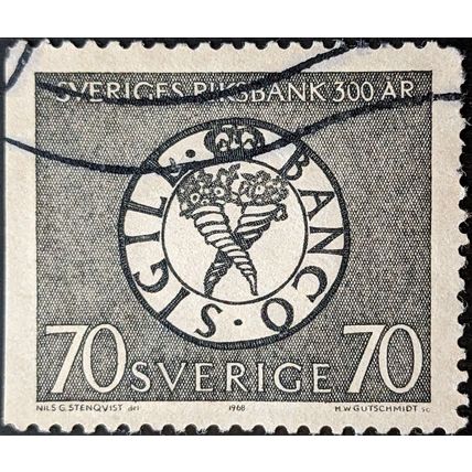 STAMP SWEDEN SG551 1968 70ore National Bank Used