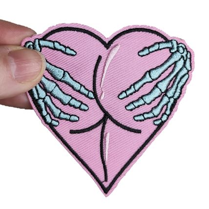 Cheeky Grab Heart Iron On Patch Horror Sew 7.6 x 7.3 cm Embroidered Motif P421