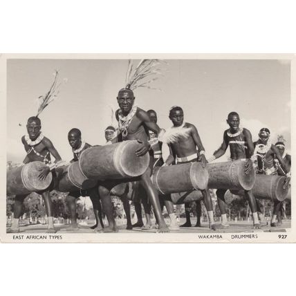Wakamba Drummers Vintage RPC Real Photo African Tribe Postcard