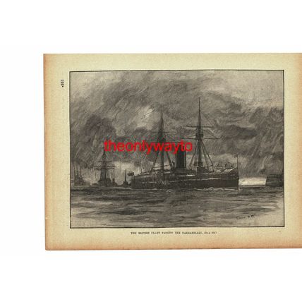 British Fleet, In Dardanelles, Russo-Turkish War, Book Illustration (Print)