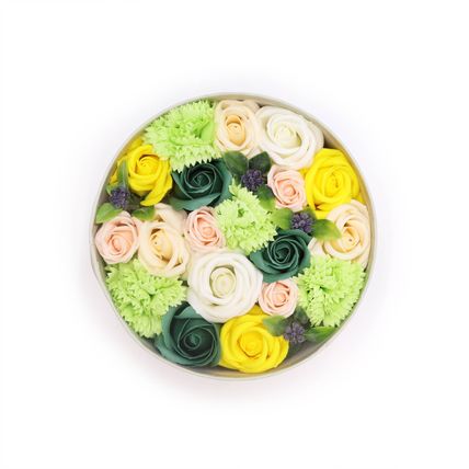 Soap Flowers Gift Box - Spring Celebrations - Yellow & Greens