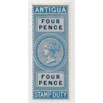ANTIGUA 1870 QV STAMP DUTY 4d FOUR PENCE MINT MH REVENUE STAMP WMK CC