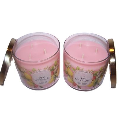 Pink Lemonade Scented Candle Large 3 Wick 14.5oz Lot of 2 Goose Creek