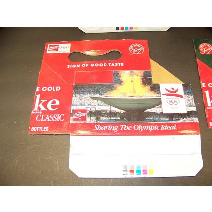 COCA COLA BARCELONA '92 OLYMPICS 6-8oz BOTTLE CARDBOARD CARRIERS (3) + CHRISTMAS