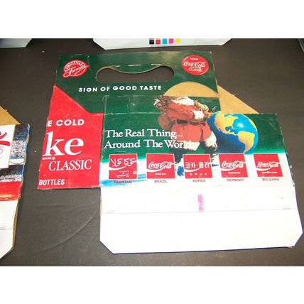 COCA COLA BARCELONA '92 OLYMPICS 6-8oz BOTTLE CARDBOARD CARRIERS (3) + CHRISTMAS
