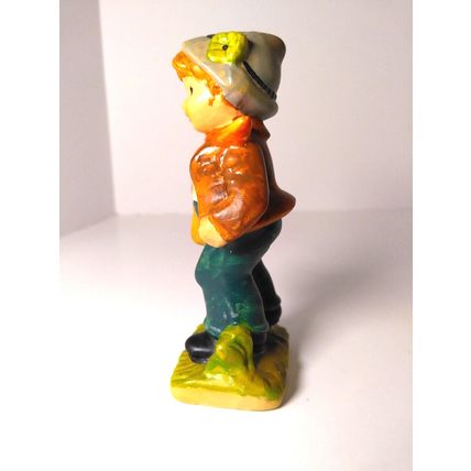 Adorable Little Boy Figurine With Hat Scarf And Purse Home Decor VTG - Sri Lanka