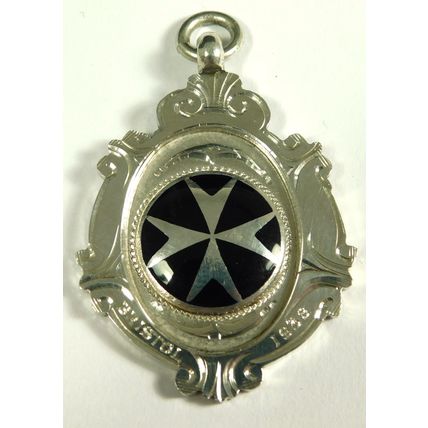 Solid Silver Enamel Albert Chain Fob Medal St John Ambulance Beavis Cup 1937