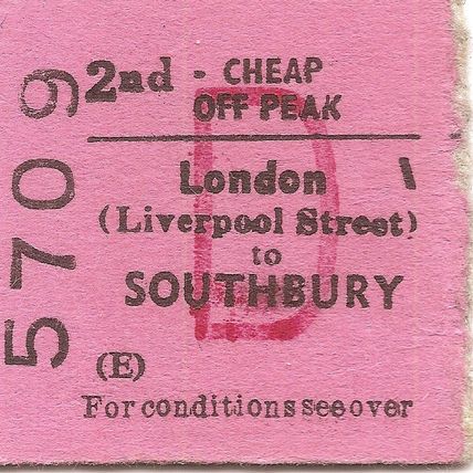 B.R.B. Edmondson Ticket - London Liverpool Street to Southbury