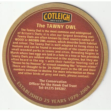 BEER MAT - COTLEIGH BREWERY - TAWNY BITTER - (Cat No 036) - (2004)