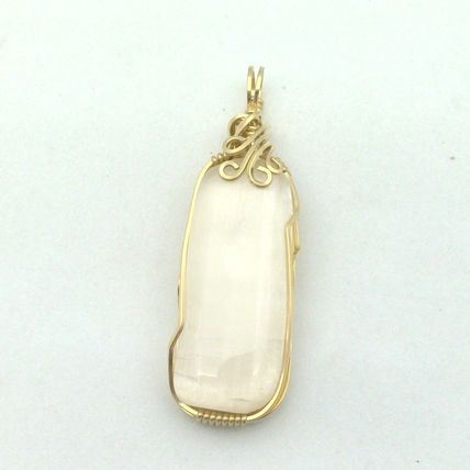 Selenite Gold Wire Wrap Gemstone Pendant