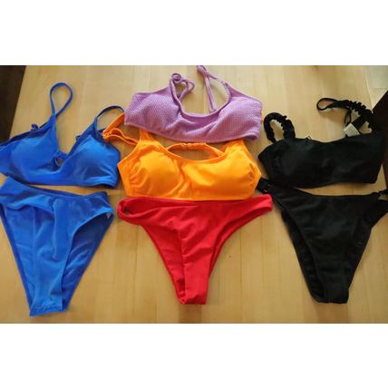 Lot Of 7 Women’s Size S Blue Black Red Orange Bikini Tops & Bottoms Hollister