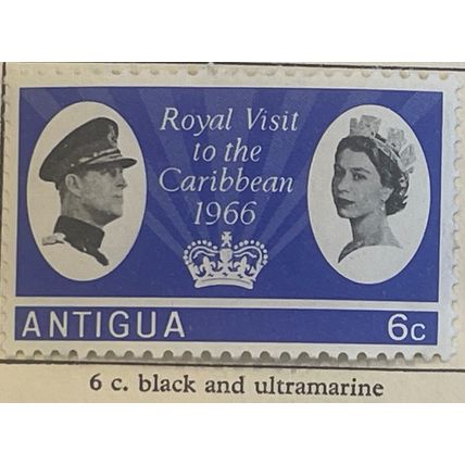 Antigua 1966 6c Black & Ultramarine Royal Visit Mounted Mint MM SG 174 stamp