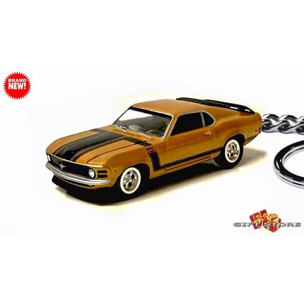 RARE KEYCHAIN 70 GOLD FORD MUSTANG BOSS 302 CUSTOM Ltd Ed.❤️GREAT GIFT❤️