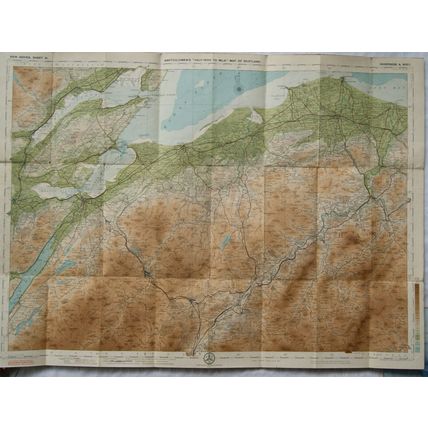 Vintage: Bartholomew's New Reduced Survey Coloured linen map Sheet 21 Inverness