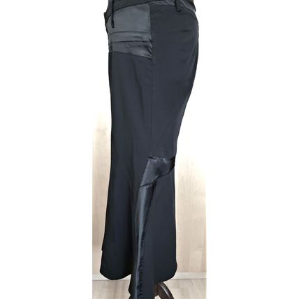 CYL Italy Black Satin Fitted Fluted Unique Vamp Goth Skirt Size S