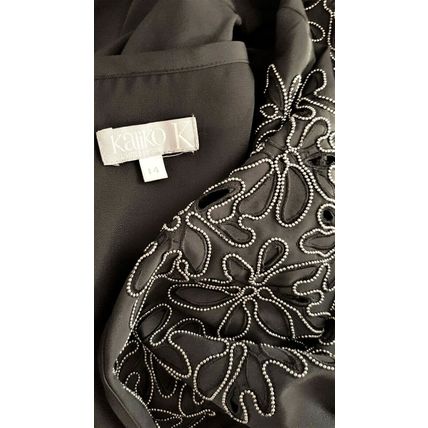 Kaliko Black Floral Cutout Embroidery Beaded Dress Size 14 UK