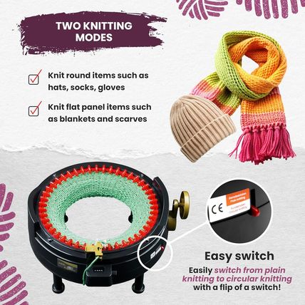 Addiexpress King Size Knitting Machine, 46 Needles Circle Knit Loom Machine with