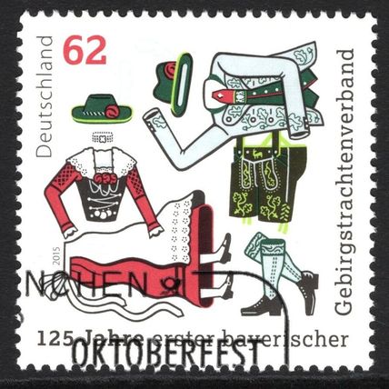 GERMANY 2015: 125th ANNIV FIRST BAVARIAN MOUNTAIN COSTUME ASSN - 62c USED (G16)